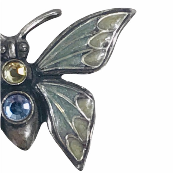Butterfly Brooch, Silver, Blue - Picture 3 of 5